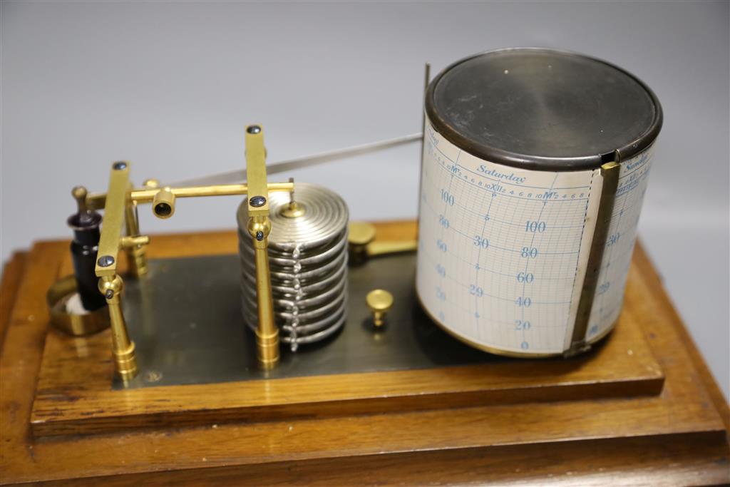 An early 20th century oak-cased barograph, length 36cm